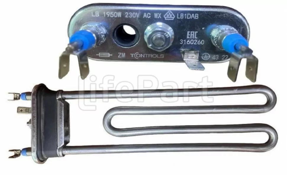 Тэн 1950W L-235mm прямой с отверстием, двойные клеммы T-CONTROLS by Thermowatt 3160260 Electrolux