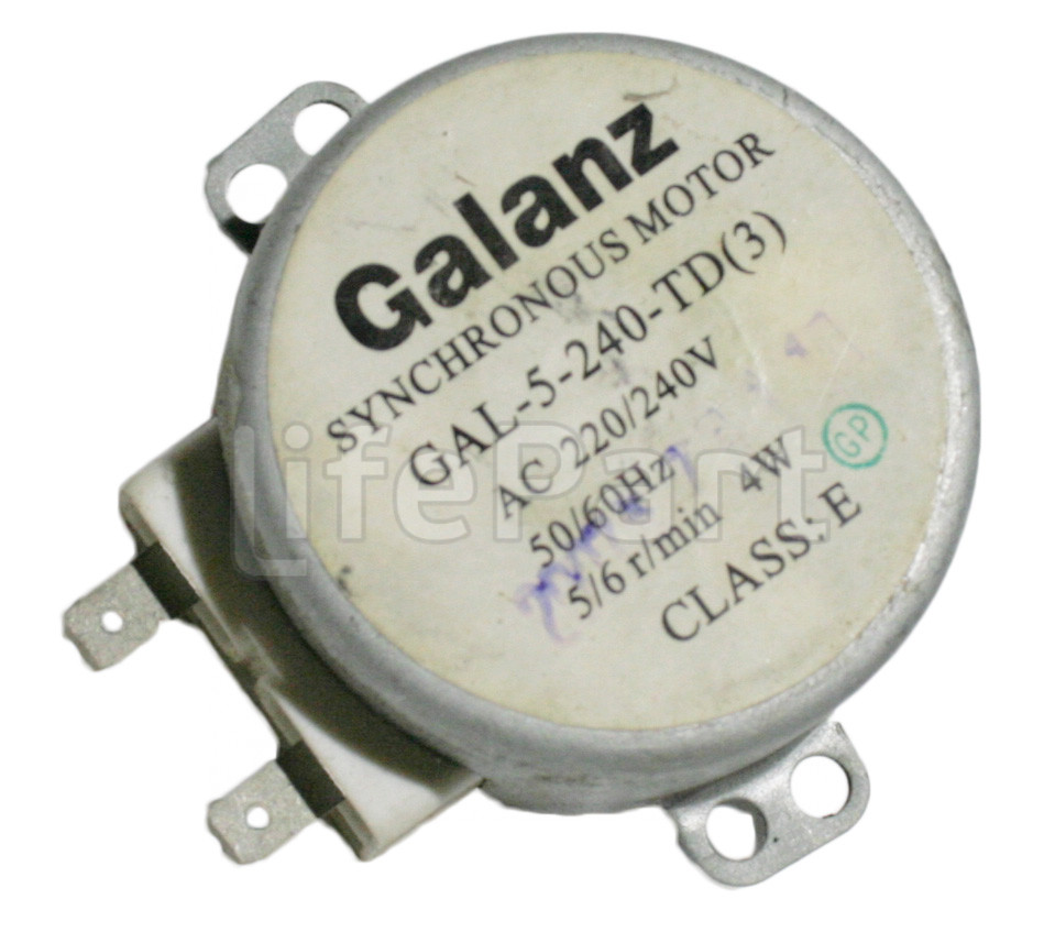 Мотор вращения тарелки СВЧ Galanz GAL-5-240-TD(3) 220-240V 4W 50/60Hz 5/6r/min