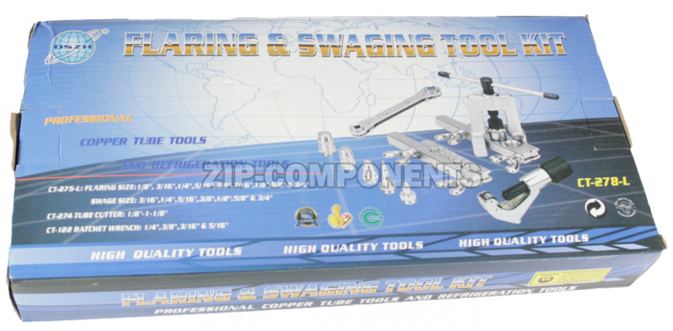 Набор дюймовый CT-278L: вальцовка 1/8 - 3/4 + труборасширитель 5/16 - 3/8 + труборез 1/8