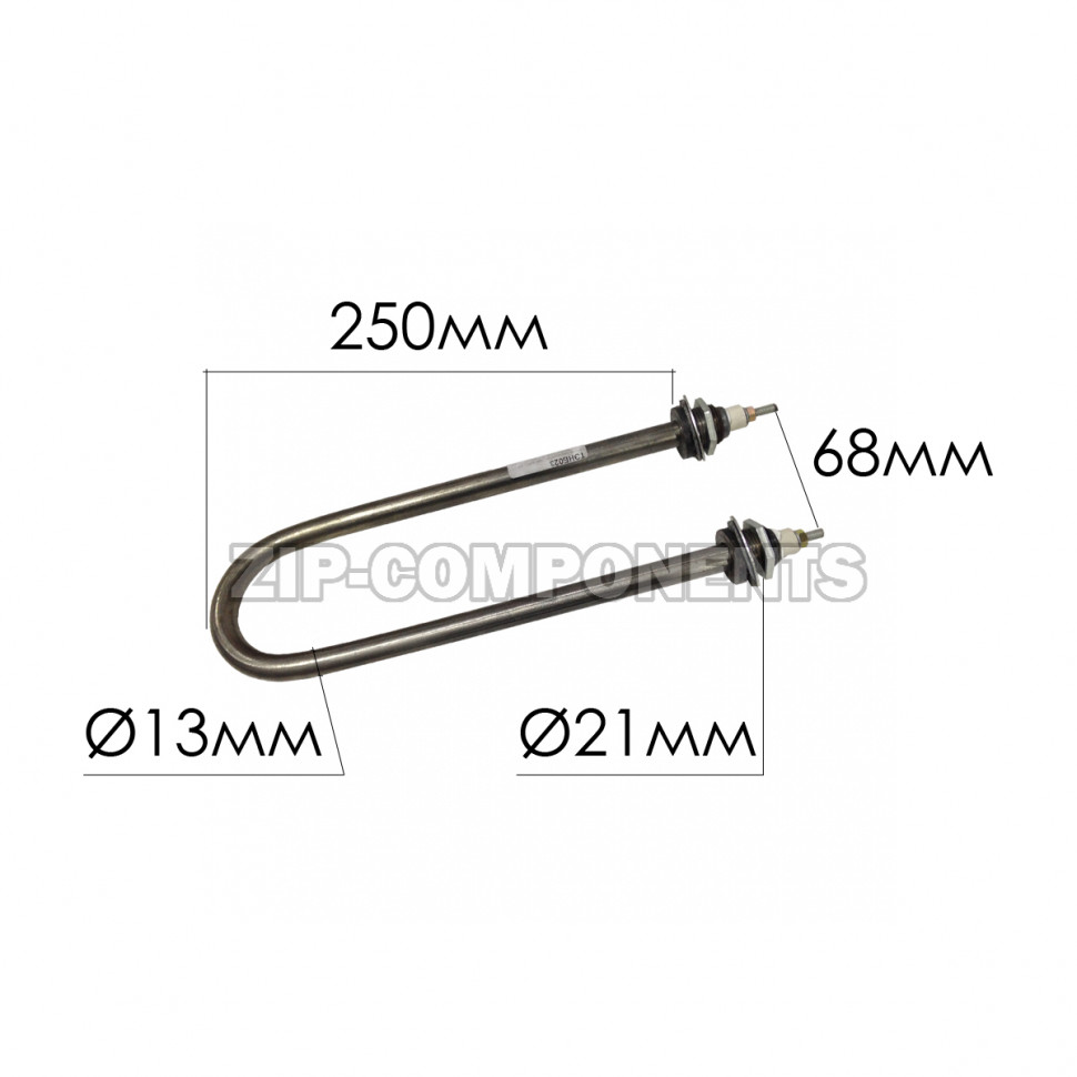 ТЭН для нагрева воды 3кВт дуга L255 нержавейка расстояние между клеммами 70мм