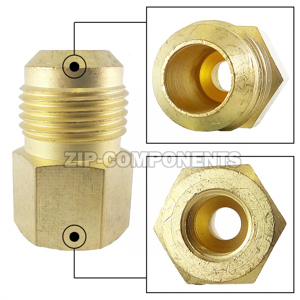 DJ - M 1/2 - F 1/4 Штуцер переходной (М - наружняя, F - внутренняя)