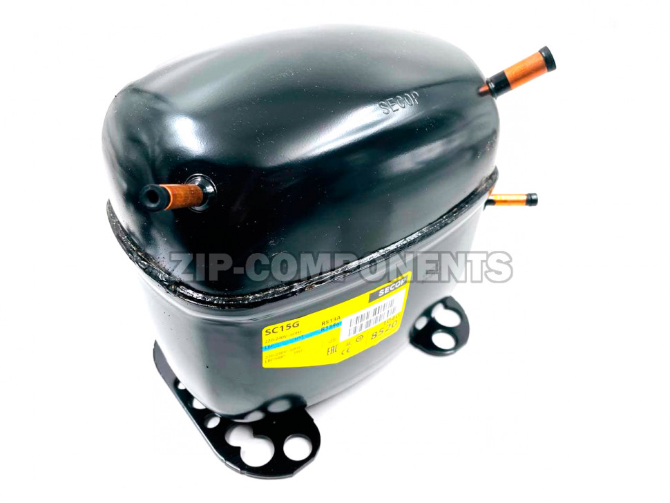 Компрессор Secop SC 15 G (R-134) (W при -23.3° 261Вт) (W при +7.2° 1369Вт ) универсальный в индивидуальной упаковке