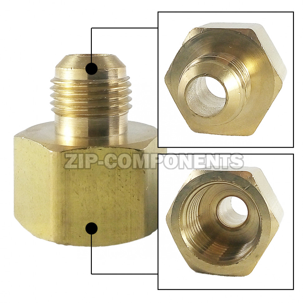 DJ - M 1/2 - F 3/8 Штуцер переходной (М - наружняя, F - внутренняя)