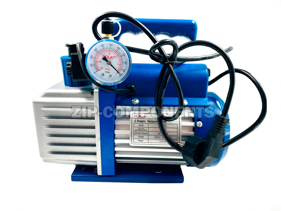 Насос вакуумный (2-ступ. 85 л/мин) VP-225 ) с вакумметром и солен. вентилем