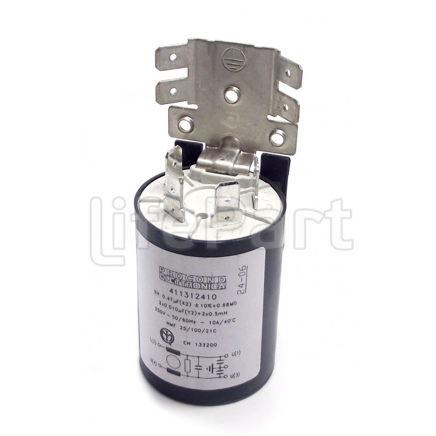 Фильтр сетевой шумоподавляющий конденсатор BOSCH SH 0,47µF (x2) ± 10% 0.68M Ohm