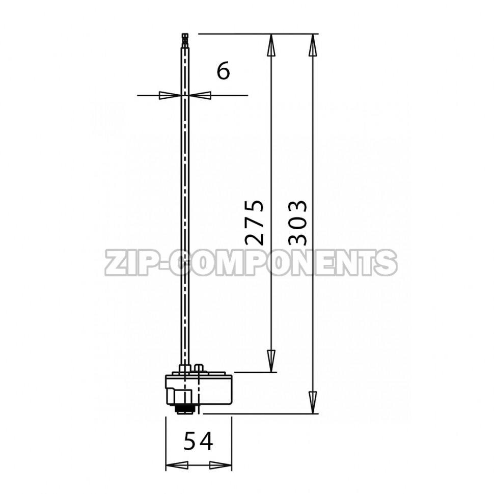 Термостат Unival RT-WH13 для водонагревателя (L275, 20-80C, 20A) Италия