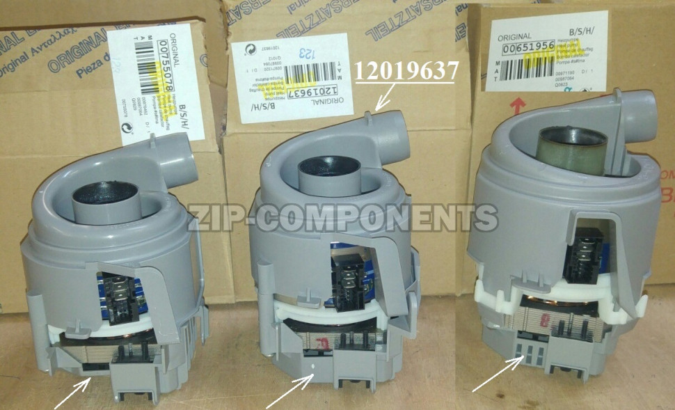 Насос циркуляционный с ТЭНом СРЕДНИЙ Bosch Siemens 12019637