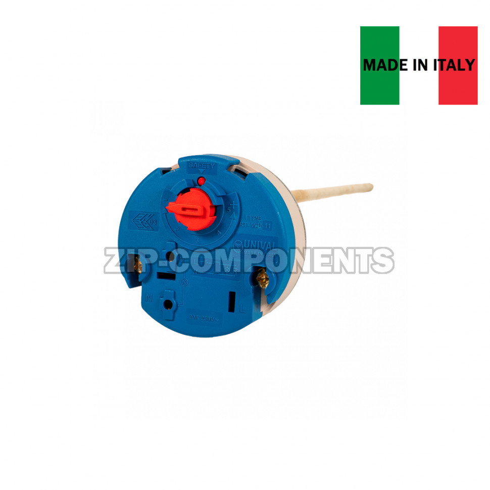 Термостат Unival RT-WH11 (L275, 20-80C, 20A) с флажком и биполярной защитой Италия