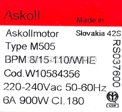 Инверторный мотор двигатель стиральной машины Whirlpool 481010584356 Askoll M505 C00312282