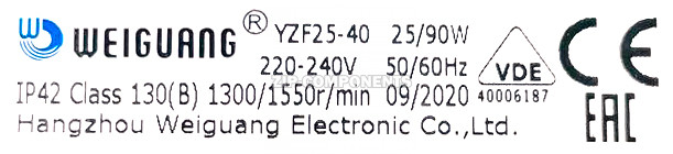 Микродвигатель Weiguang YZF 25Вт VDE