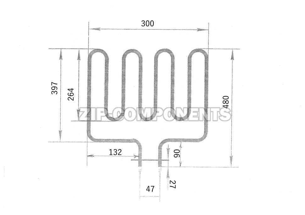 ТЭН для саун HARVIA ZSL-313 2000W 280 А 8/2,0 Т 220 - 4 изгиба