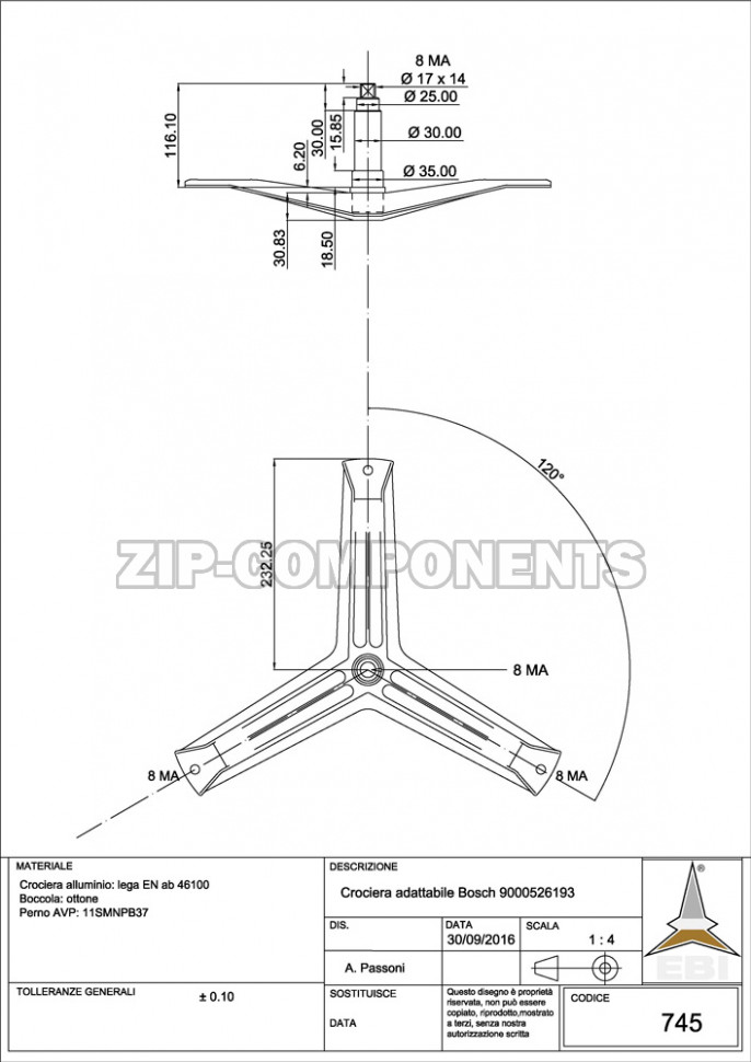 Крестовина барабана Bosch 684101