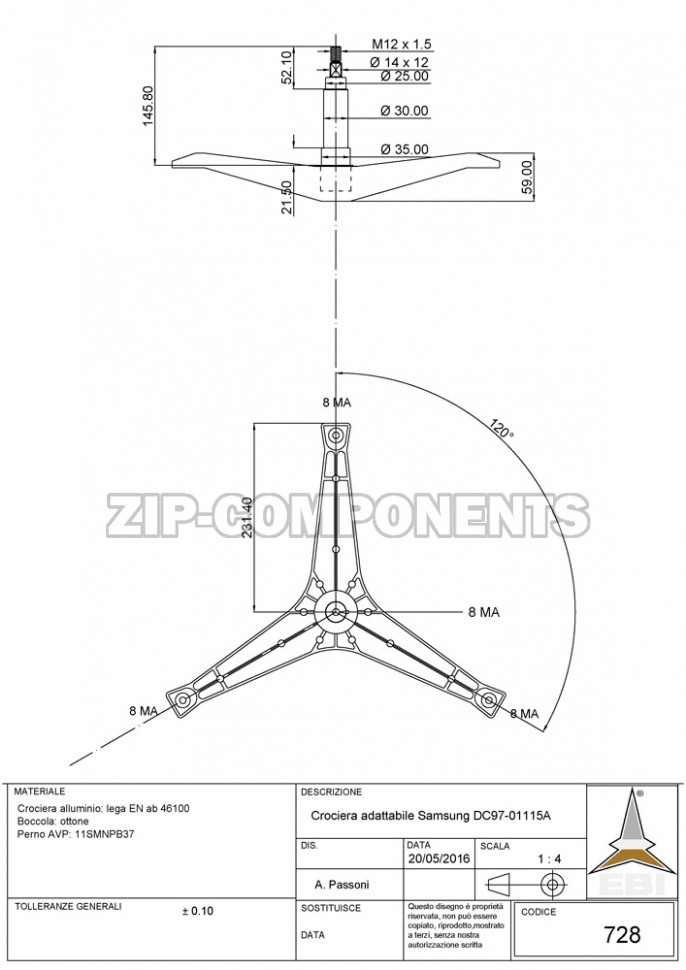 Крестовина барабана Samsung 1200 об/мин. DC97-01115A