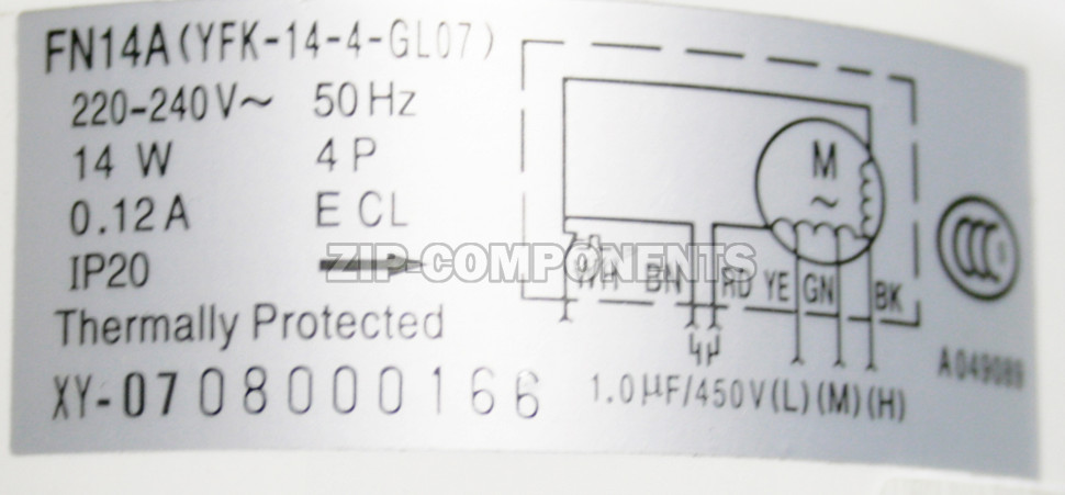 Внутренний мотор кондиционера FN14A (YFK-14-4-GL07) 220-240V 50Hz 4P 14W 0.12A, D-92мм, Н-39мм, Вал (D-8мм, Н-29мм)