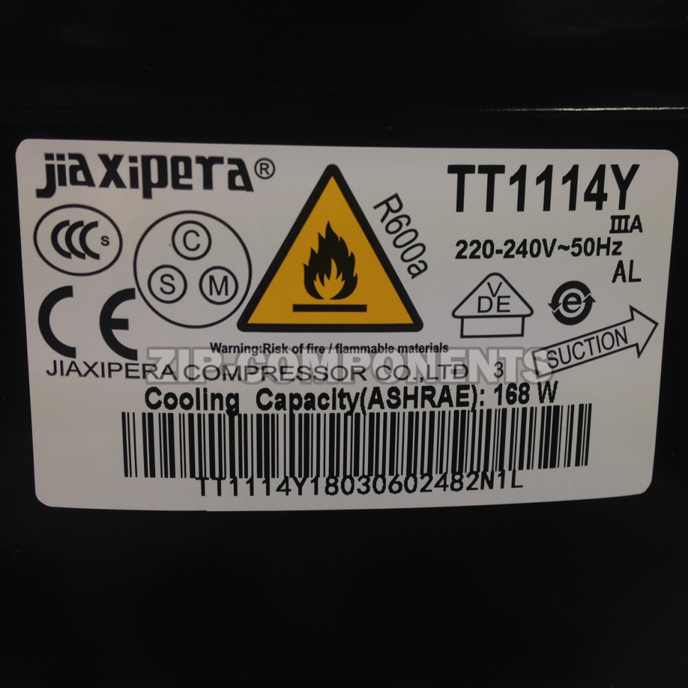 Компрессор Jiaxipera T1114YE R600a (Вт при -23.3° 168W) Аналог HMK95AA