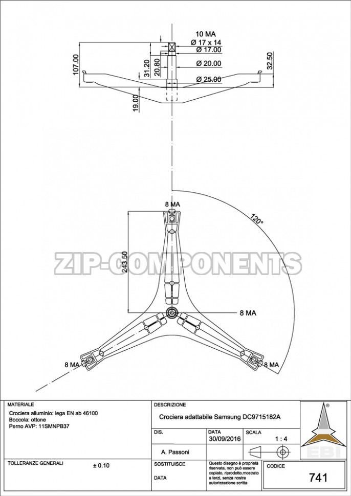 Крестовина барабана СМ SAMSUNG Diamond DC97-15182A Аналог
