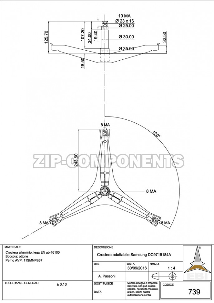 Крестовина барабана для Samsung DC97-15184A
