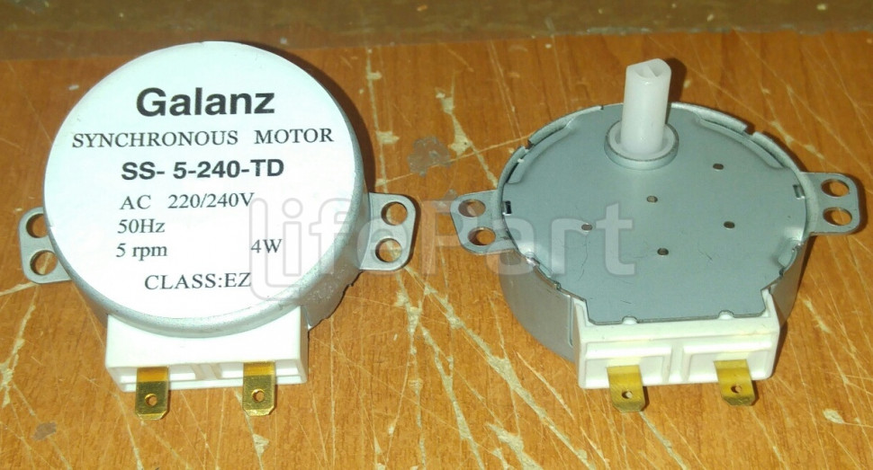 Мотор вращения поддона СВЧ Galanz 220/240V, 5RPM 4W H=12mm пластиковый шток